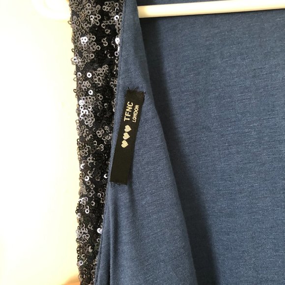 LF Navy Sequin and Chiffon Dress - Picture 4 of 5